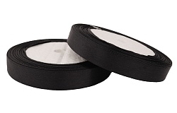 Лента атласная 1,2 см Черный 23 м