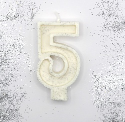 Свеча цифра "5" с серебром